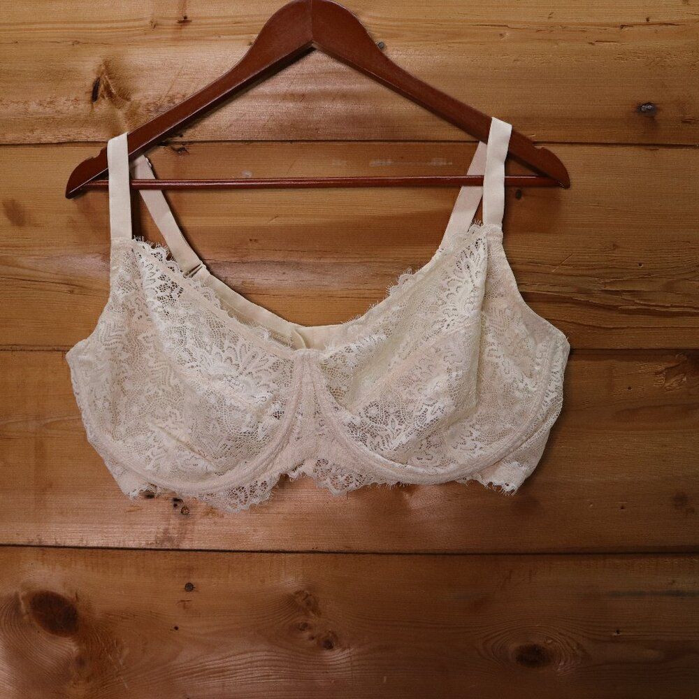 HSIA‎ | Unlined Minimizer Lace Bra 42DDD Ivory